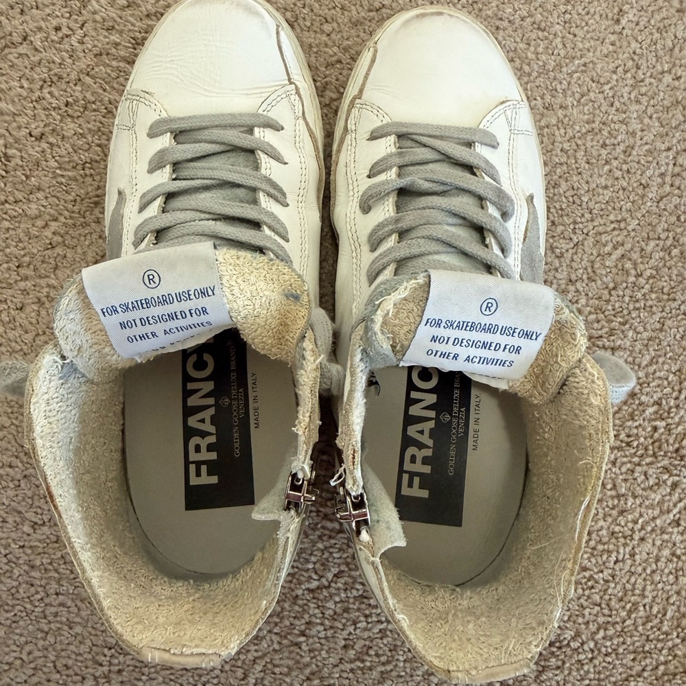 Golden Goose White High-Top Sneakers with Gray Accents - Picture 14 of 14